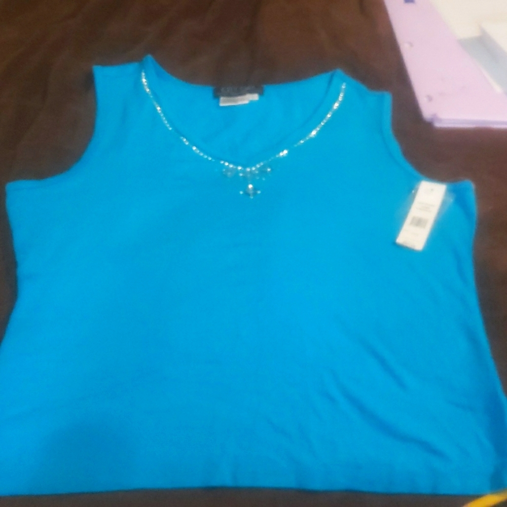 City Girl Nancy Bolen baby blue colored size large tank top